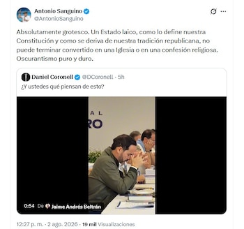 El ministro de Trabajo saliente cuestionó que la actividad religiosa de Abelardo de la Espriella estuviera relacionada con la primera reunión oficial del gabinete entrante - crédito @AntonioSanguino/X