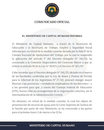 El comunicado emitido por el