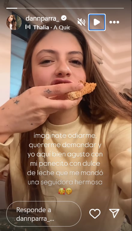 Daniela Parra compartió una historia en su perfil de Instagram donde minimiza los señalamientos hechos por su hermana. (Foto: @dannaparra, Instagram)