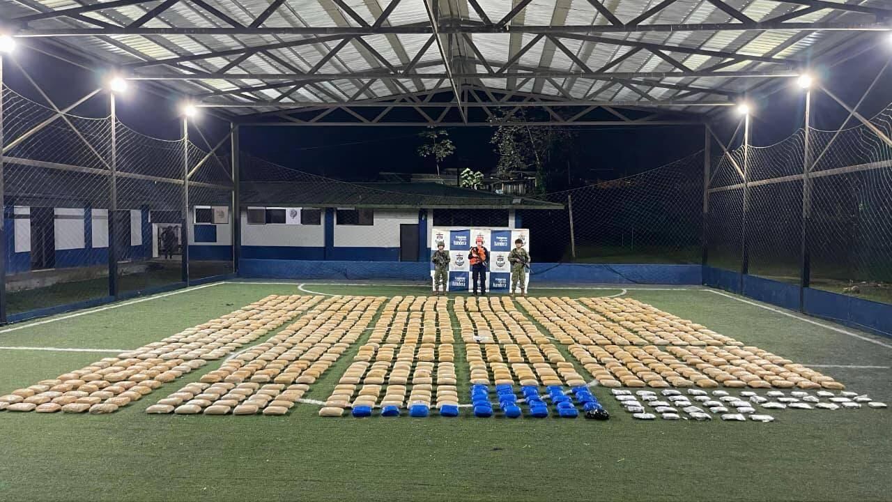 El Ejército Nacional y la Armada incautan más de 1,1 toneladas de marihuana del Clan del Golfo en Bahía Solano - crédito @PedroSanchezCol / X