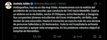 El Gobernador de Antioquia expresó