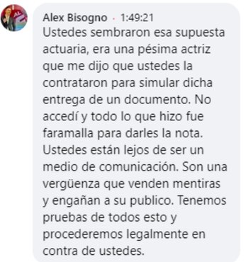 La captura del comentario se