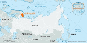 La ubicación de Múrmansk (Brittannica)