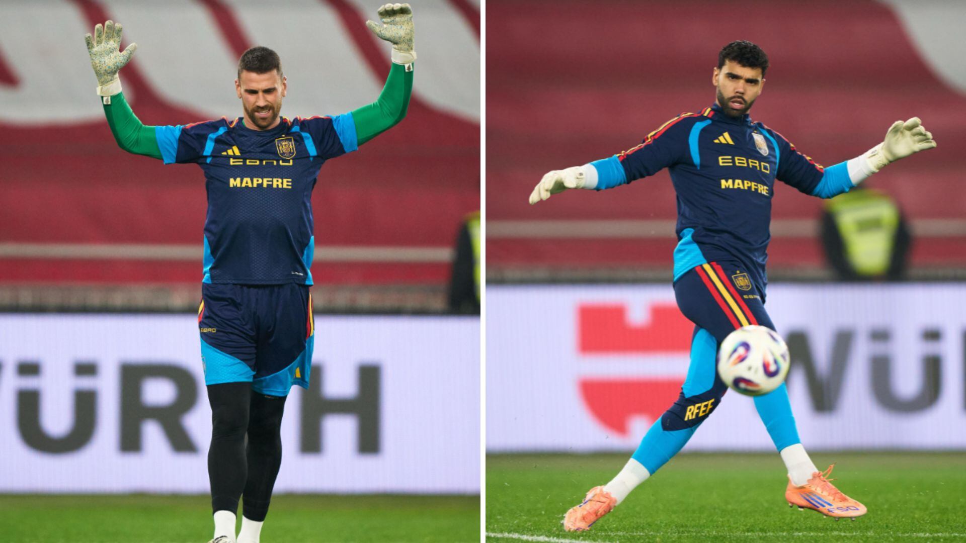 Goalkeeper warming up. (X/Spain representative)
