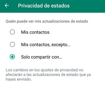 En los estados de WhatsApp