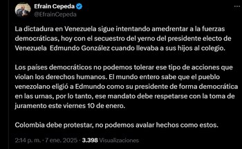 Presidente del Congreso en Colombia mostró su rechazo ante la intimidación que vive Edmundo González - crédito @EfrainCepeda / X