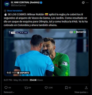 La actuación de Roldán en la Copa Sudamericana ocurre tras polémicas recientes en Colombia por otro arbitraje controvertido-crédito @ElVarCentral/X