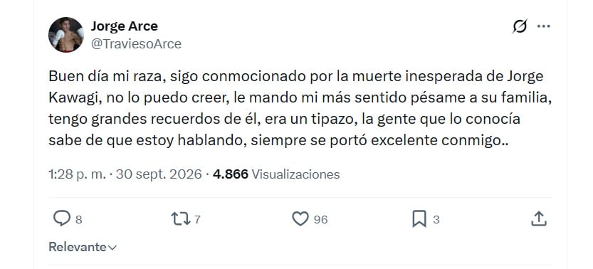 Así despidió el Travieso Arce a Jorge Kahwagi Macari (X/ @TraviesoArce)
