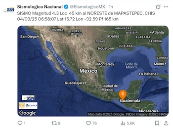 (X @SismológicoMX)