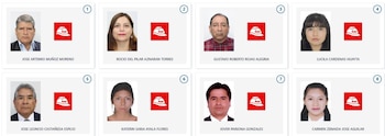Ocho fotografías tipo pasaporte de candidatos, cuatro hombres y cuatro mujeres, con sus nombres debajo y el logo rojo del partido Nación a la derecha
