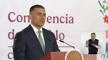 El Secretario de Seguridad y Protección Ciudadana de México, Omar García Harfuch, dio detalles de las detenciones más importantes de líderes narcos Foto: Captura de pantalla Youtube Presidencia