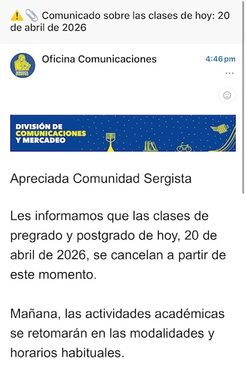 La Universidad Sergio Arboleda informó que las actividades académicas se reanudarán el martes 21 de abril en los horarios habituales - crédito @terremotin212 / X