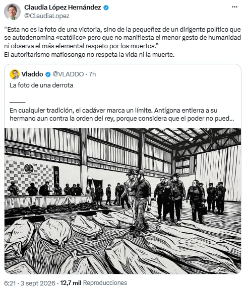 Claudia López habló de falta de respeto por los fallecidos en Guaviare - crédito @ClaudiaLopez/X