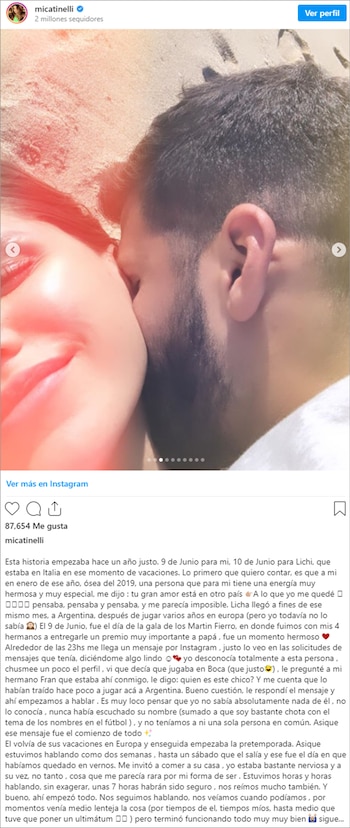 El posteo completo de Micaela