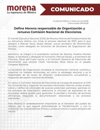 Morena realiza ajustes internos clave rumbo a las elecciones de 2027 para fortalecer su estructura organizativa.