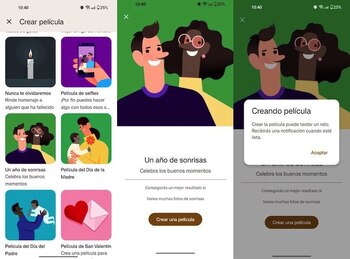Crear películas con fotos guardadas