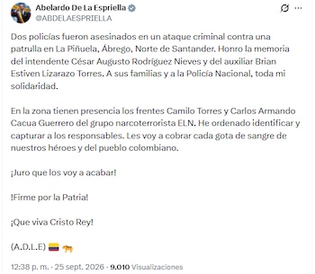 El jefe de Estado sostuvo que no dará el brazo a torcer contra la criminalidad - crédito @ABDELAESPRIELLA/X