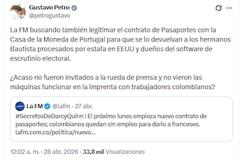 El presidente de la República argumentó que el modelo a implementar garantiza un mayor control soberano sobre la protección y manejo de los datos personales de los ciudadanos colombianos - crédito @petrogustavo/X