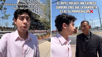 Guardia de seguridad intenta sacar de la calle a influencer que grababa un hotel en Nuevo León