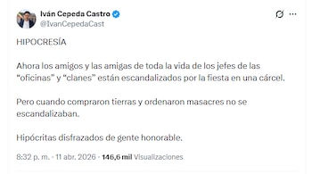 Iván Cepeda critica a quienes se escandalizaron por la fiesta de líderes criminales en la cárcel de Itagüí en Medellín - crédito @IvanCepedaCast