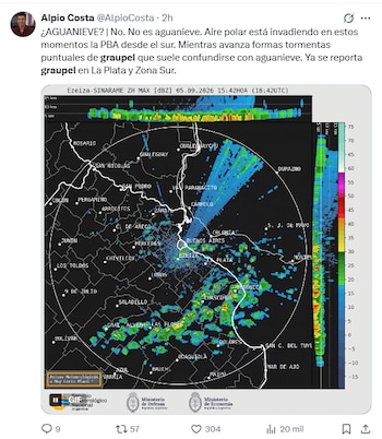 Los satélites mostraron la llegada del graupel a varia zonas del AMBA
