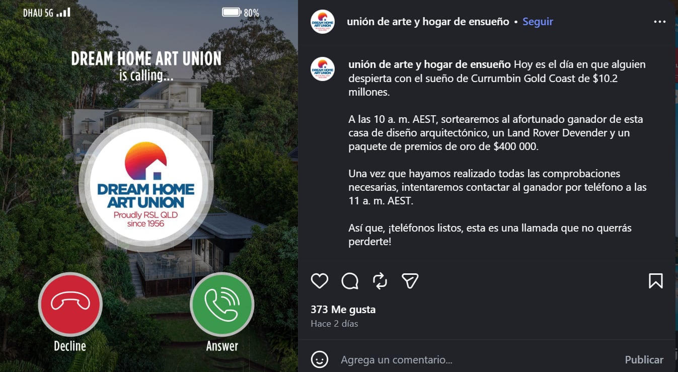 La venta de boletos de Dream Home Art Union financia esa asistencia, mientras la entidad abrió una nueva convocatoria con recompensas por 14,7 millones de dólares australianos para el año 2026 (Captura de video)
