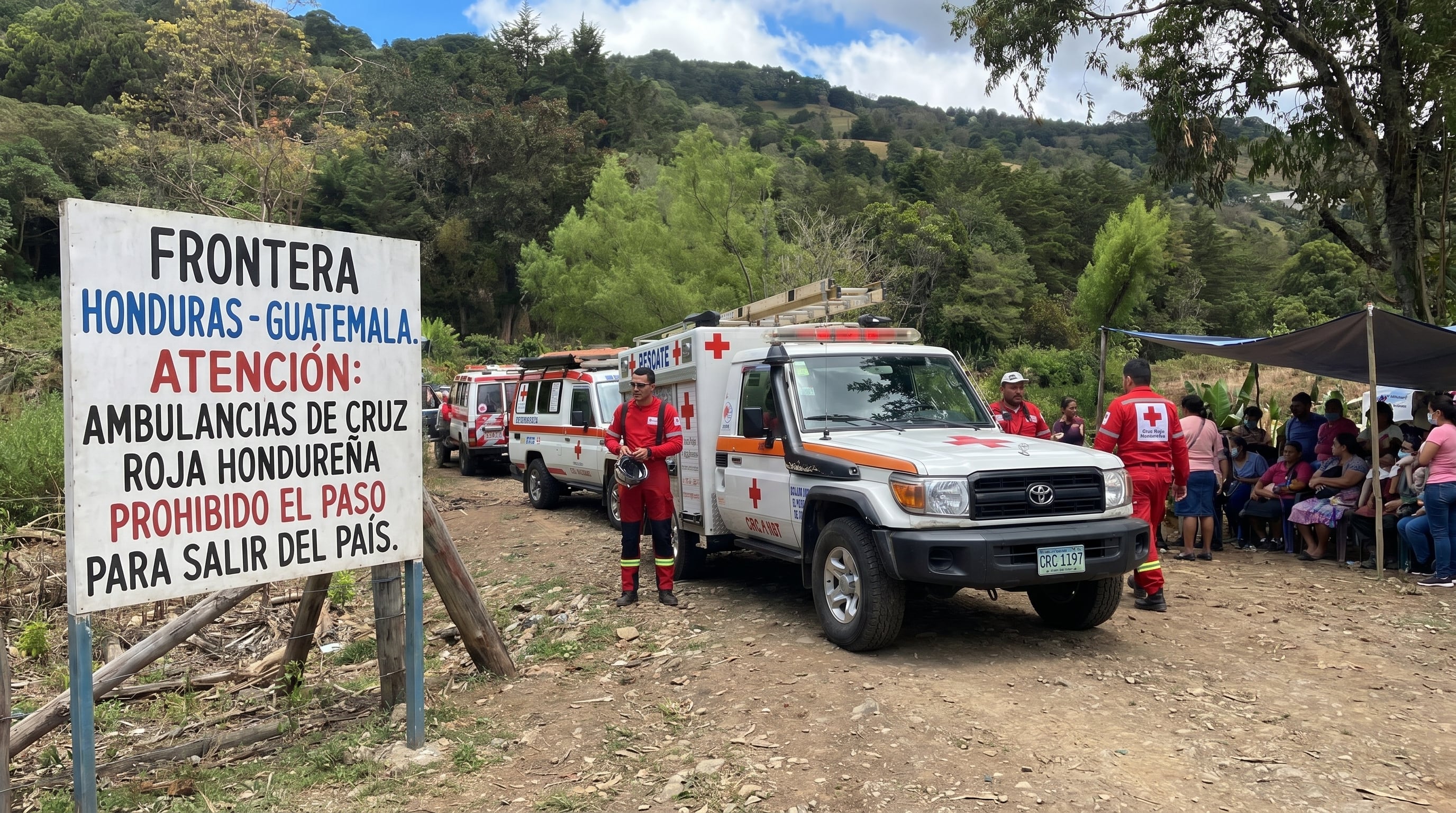 Ambulancias de la Cruz Roja Hondureña y su personal esperan en la frontera con Guatemala, sin poder cruzar para atender a personas que requieren asistencia médica al otro lado. (Imagen Ilustrativa Infobae)