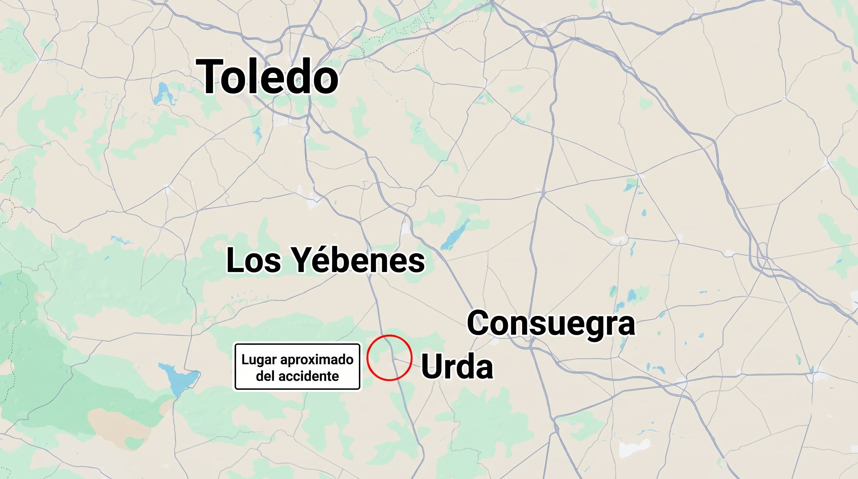 Mapa del accidente de tren en Toledo: dónde se ha producido el choque entre el AVE y el Iryo