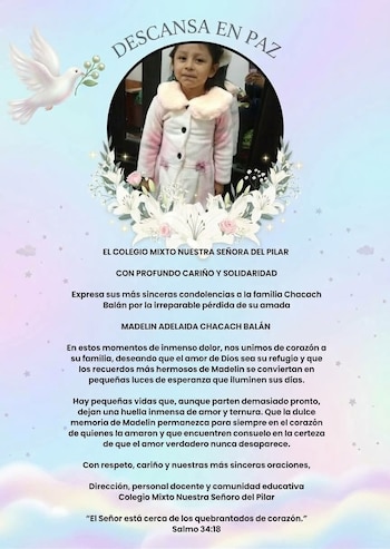 Madelin Adelaida Chacach Balán, de 5 años, fue hallada sin vida a la orilla de una carretera rural en Guatemala.