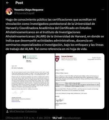 La ministra de Ciencias Yesenia