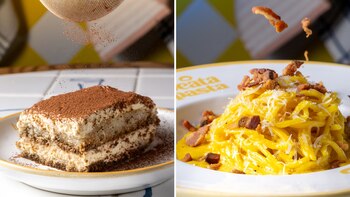 Tiramisú y pasta a la