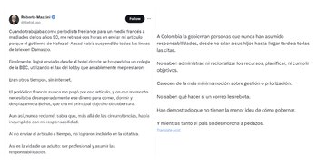 El periodista Roberto Mazzini criticó