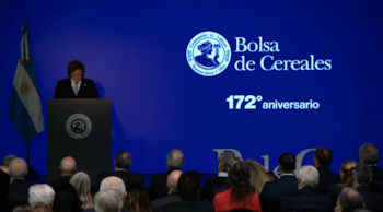 Javier Milei en la Bolsa de Cereales