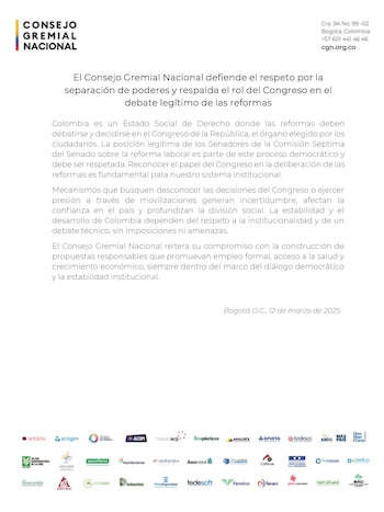 El Consejo Gremial dice que