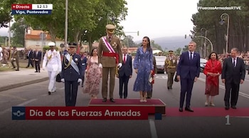 Los reyes Felipe y Letizia junto a la princesa Leonor en el Día de las Fuerzas Armadas (RTVE)