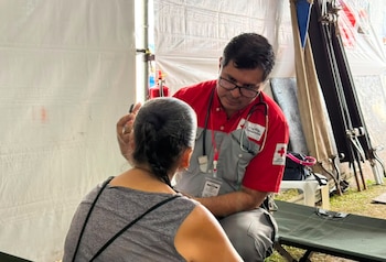Más de 850 cruzrojistas y 145 vehículos de emergencia participaron en el operativo especial desplegado durante la peregrinación Crédito: Cruz Roja