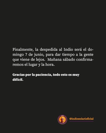 El comunicado emitido por la familia del Indio Solari