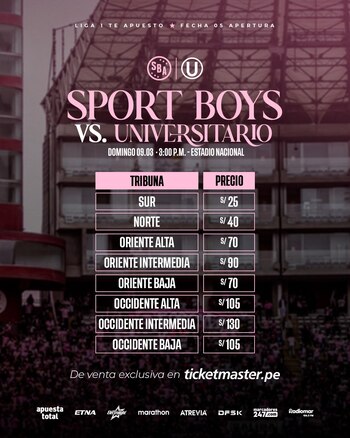 Precio de entradas del partido