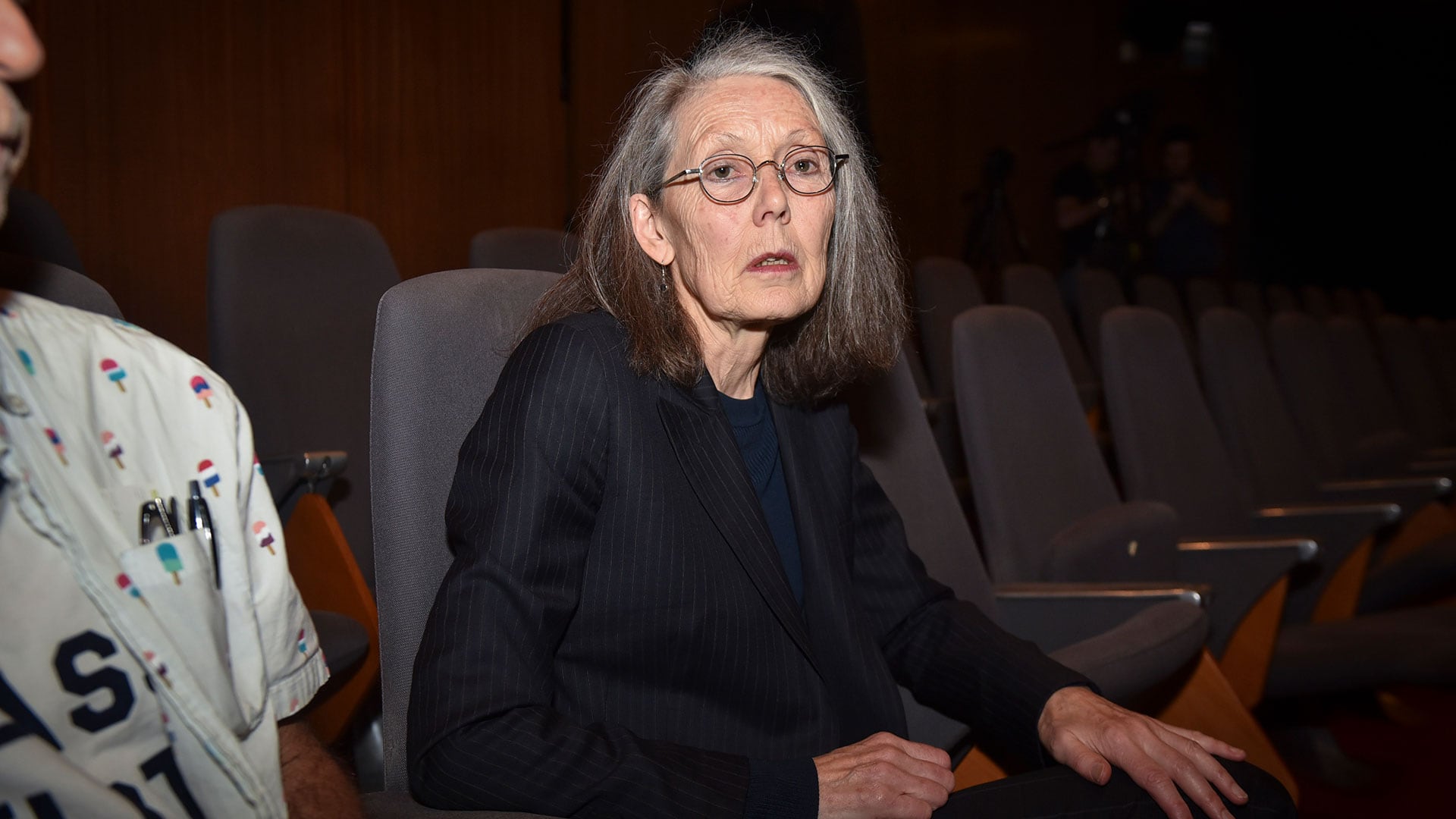 La poeta canadiense Anne Carson, durante la apertura del FILBA 2018 (Foto: Guille Llamos)