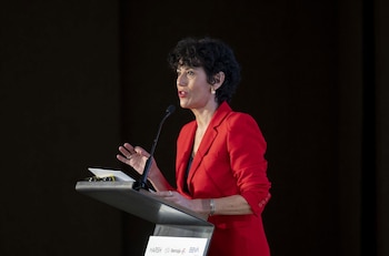 15/10/2026 La ministra de Inclusión, Seguridad Social y Migraciones y portavoz del Gobierno, Elma Saiz, interviene durante la inauguración del Foro Pensiones 2026, en la sede del COAM, a 15 de octubre de 2026, en Madrid (España). El foro ha sido organizado por APD, BBVA Seguros, Ibercaja, Marsh, Santander Seguros y VidaCaixa.
POLITICA
Alberto Ortega - Europa Press