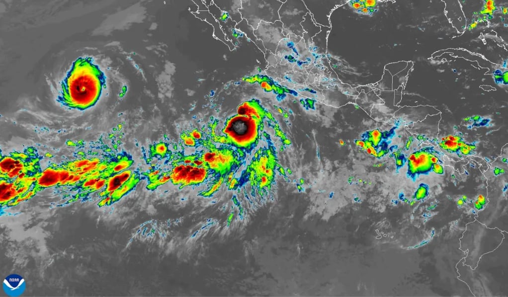El Servicio Meteorológico Nacional en San Diego advirtió que la amenaza para el sur de California no estaba centrada en vientos de huracán, sino en la humedad tropical y las lluvias intensas (Foto: NOAA)