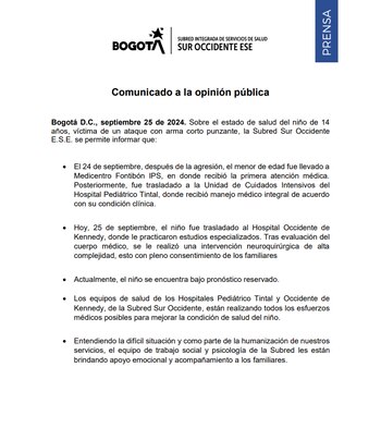 La Subred confirmó que el