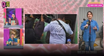 Naldy Saldaña llega a la Policía para declarar y mujer la confronta: “Di la verdad, te gustó”. Captura: Magaly TV La Firme.