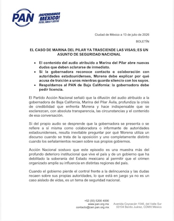Comunicado Oficial del PAN.