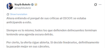 La propuesta surgió luego de que Petro calificara las cárceles de El Salvador como “campos de concentración de población civil” y cuestionara la detención de personas inocentes - crédito @nayibbukele/X