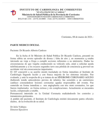 El parte médico de Ricardo