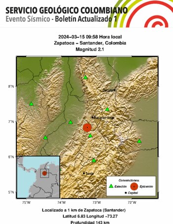 Sismo en Zapatoca, Santander -