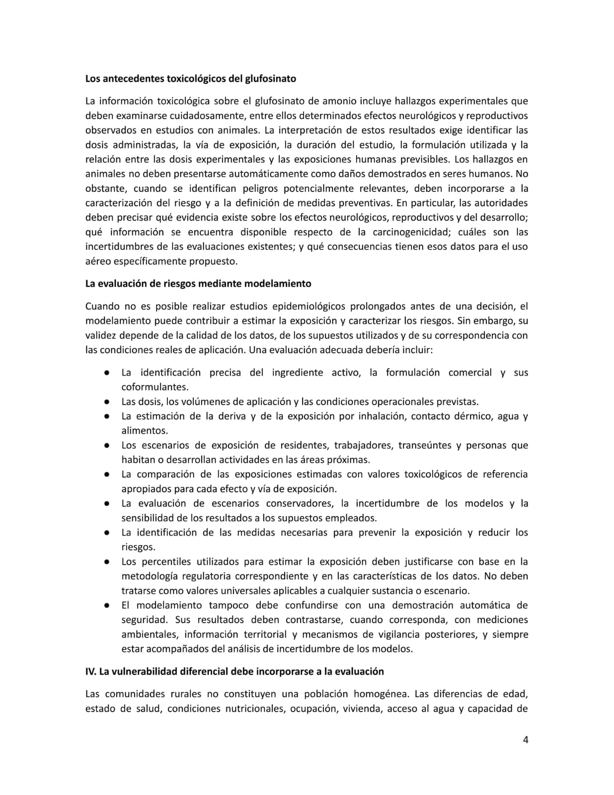 La carta pide que la evaluación contemple el ingrediente activo, la formulación comercial completa, los componentes adicionales, las dosis, los volúmenes de aplicación y las condiciones operacionales previstas - crédito Sociedad de académicos
