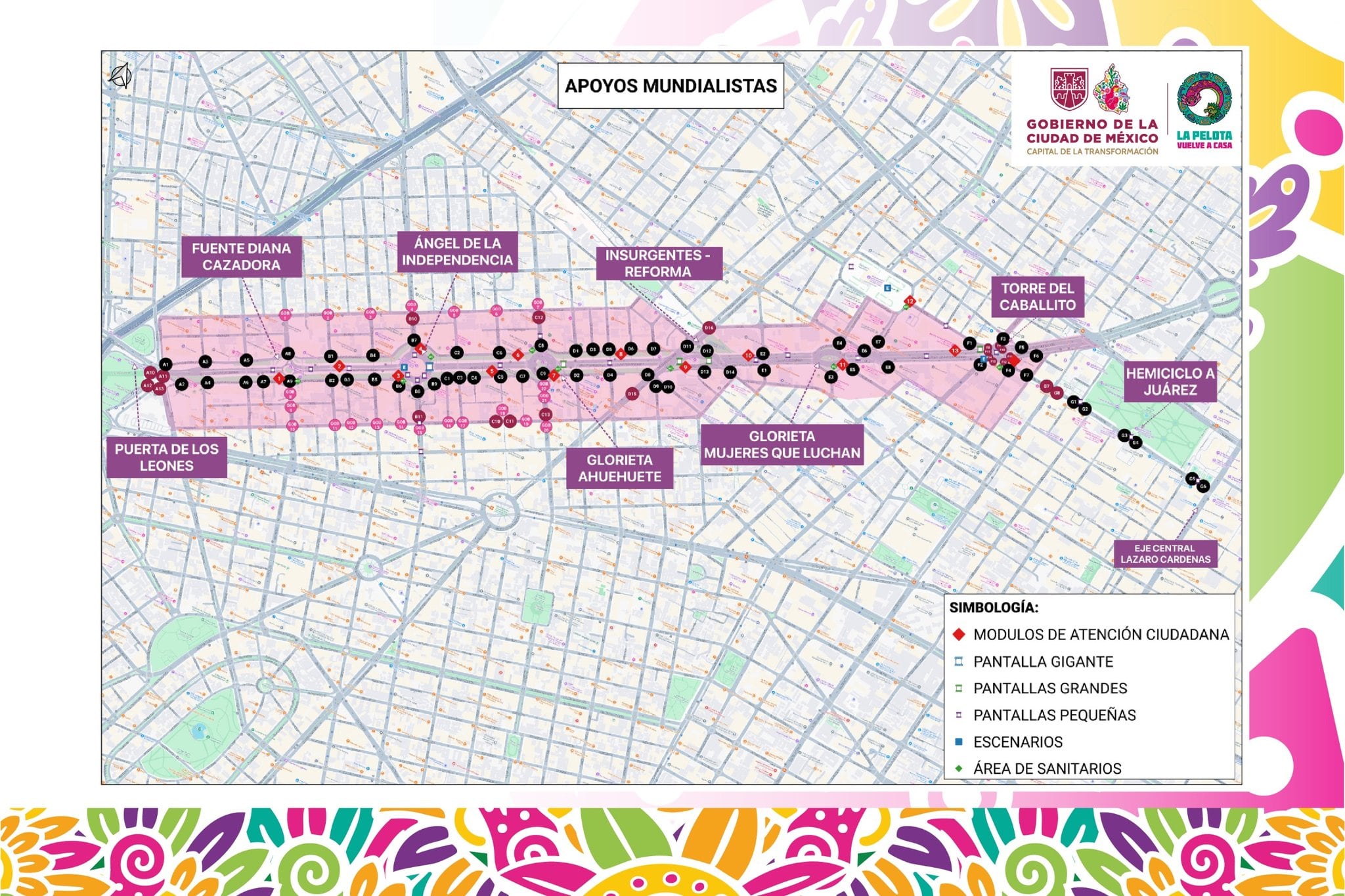 El Gobierno de la CDMX refuerza protocolos de seguridad y habilita puntos de atención en Paseo de la Reforma para que los aficionados sigan el México vs Inglaterra sin riesgo.(@ClaraBrugadaM)