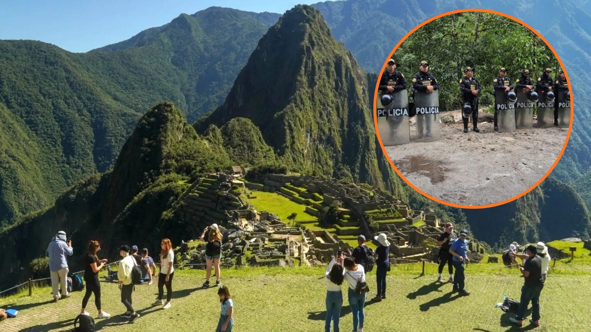 Un operativo policial sin enfrentamientos permitió recuperar tramos ocupados de la ruta Hiram Bingham, clave para el acceso a Machu Picchu. Autoridades investigan presunta usurpación. (Composición: Infobae)